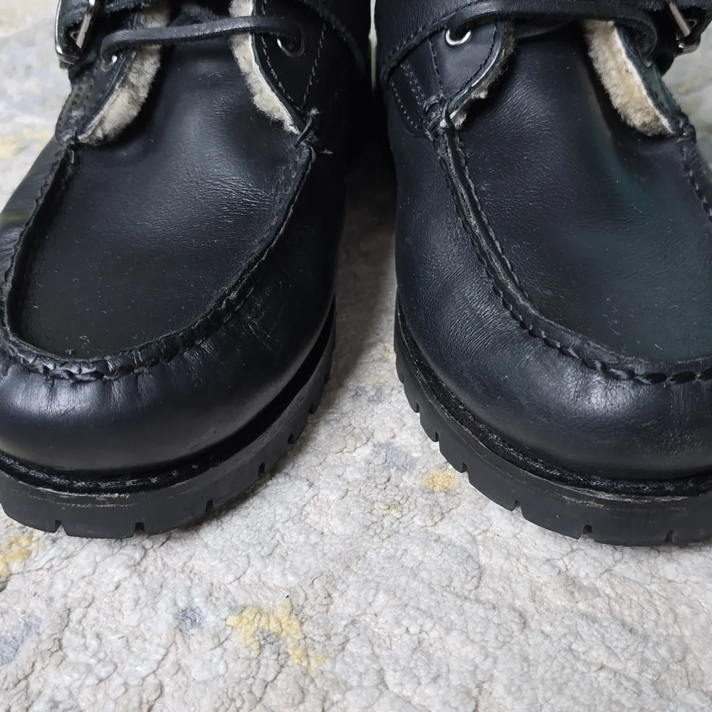 Polo by Ralph Lauren Black Leather Combat Boots